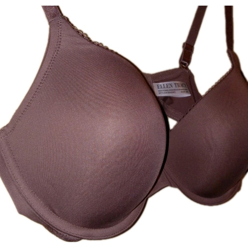 ELLEN TRACY Sz 38C LATTE T-SHIRT BRA 59420P2 padded underwire feminine - Picture 2 of 4